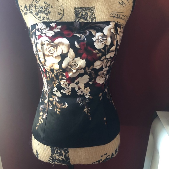 White House Black Market Tops - Floral strapless Whbm top straight across